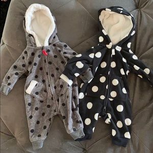 Set of two unisex fleece zip up suits - Newborn
